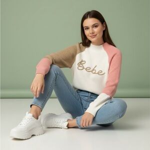 Bebe Light Weight Pink and Tan Sweatshirt